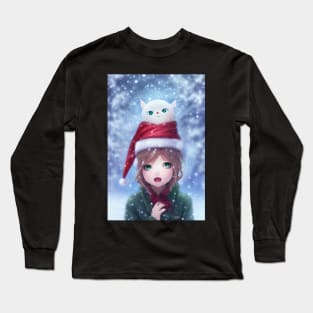 Christmas anime girl Long Sleeve T-Shirt